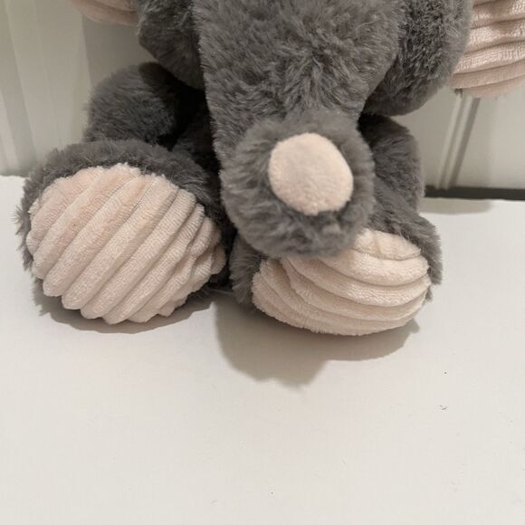 Five Below Gray Elephant Plush Sitting Light Pink Ribbed Ears Feet 9" Stuff Toy - Picture 3 of 8